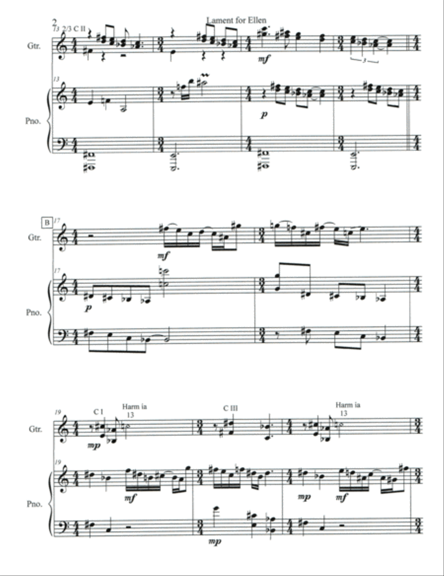 Two Laments Classical Guitar scores gallery preview page 3