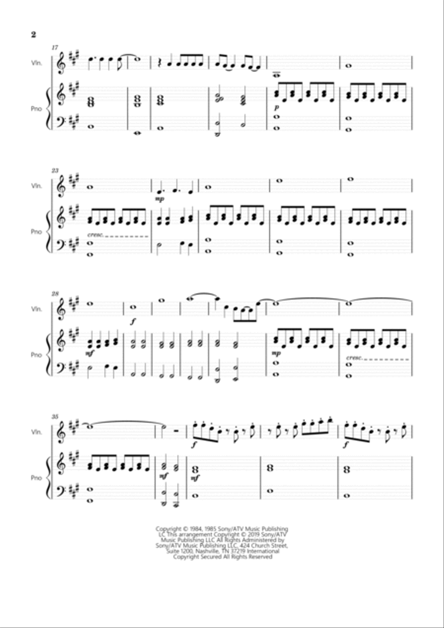 Take On Me Violin Solo scores gallery preview page 2