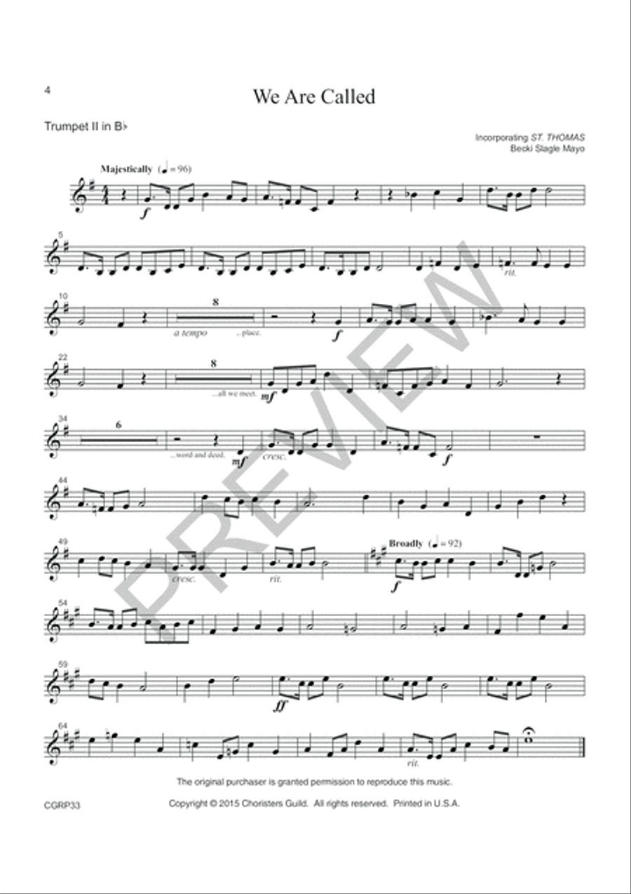 We Are Called Brass Reproducible Instrumental Parts 4-Part scores gallery preview page 2
