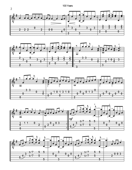 100 Years by Five for Fighting Electric Guitar - Digital Sheet Music