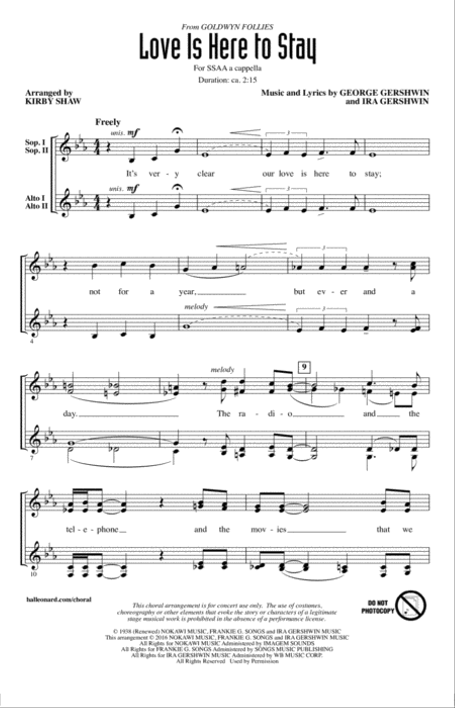 Love Is Here To Stay (arr. Kirby Shaw) SSAA scores gallery preview page 1