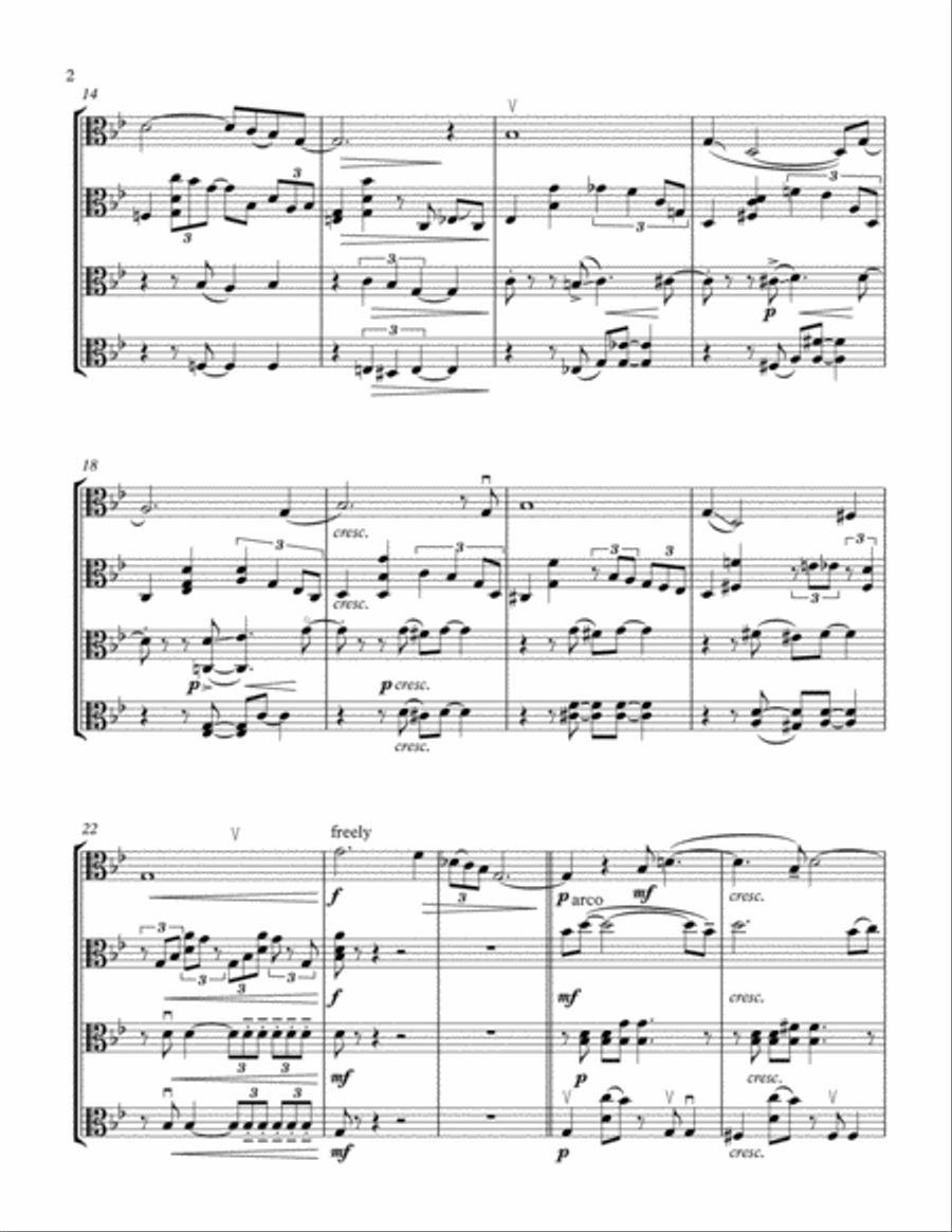 Sometimes I Feel Like a Motherless Child (African-American spiritual) - Viola Quartet Small Ensemble scores gallery preview page 2