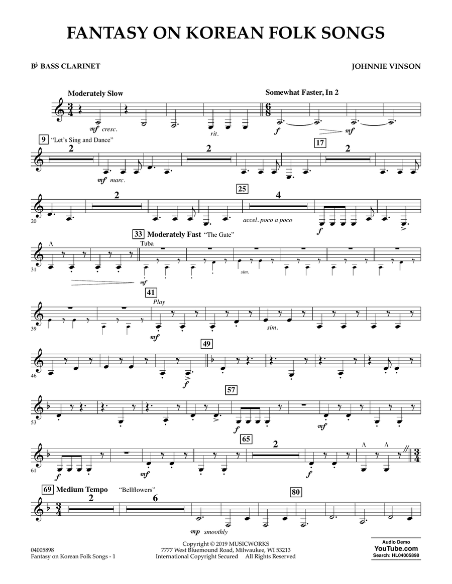 Fantasy on Korean Folk Songs - Bb Bass Clarinet Concert Band scores gallery preview page 1
