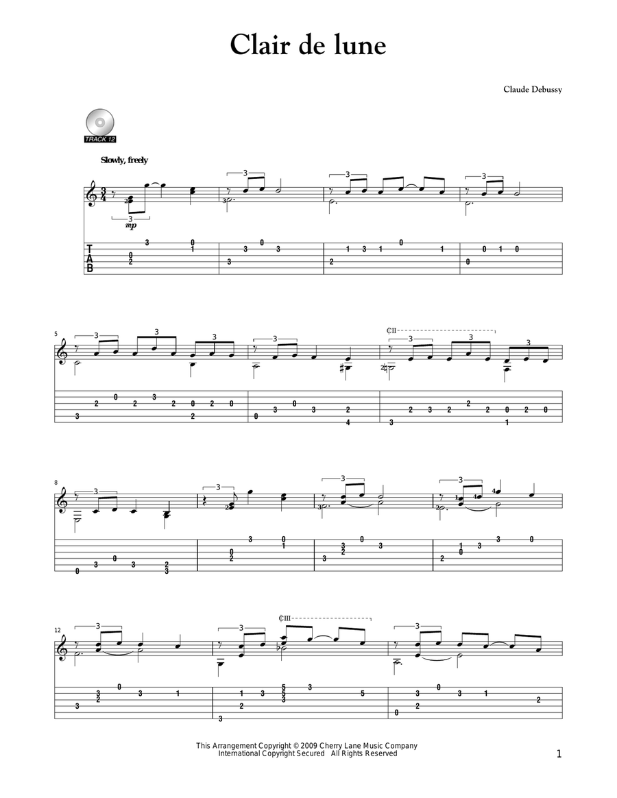Clair de Lune Clair de Lune Acoustic Guitar scores gallery preview page 1