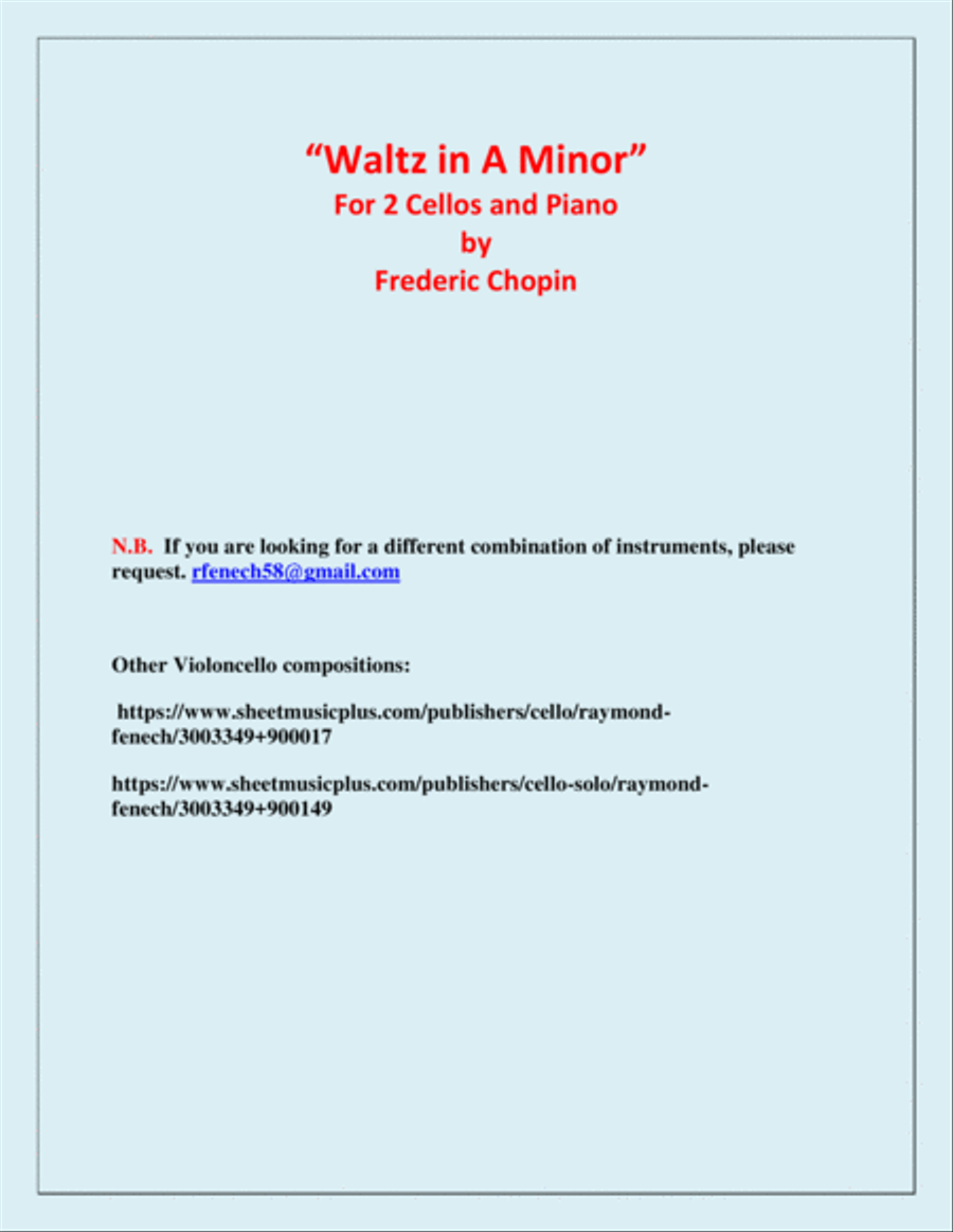 Waltz in A Minor (Chopin) - 2 Cellos and Piano - Chamber music String Duet scores gallery preview page 3