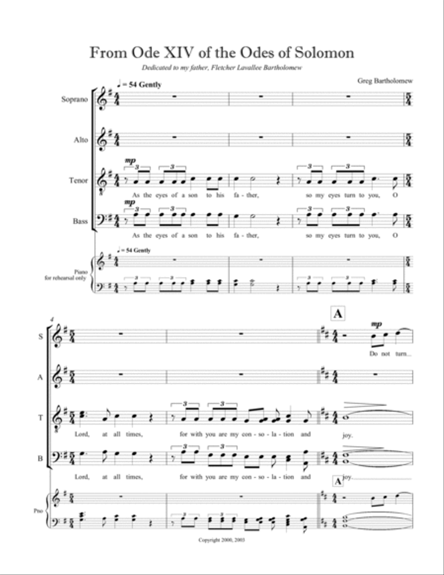 From Ode 14 of the Odes of Solomon 4-Part scores gallery preview page 3