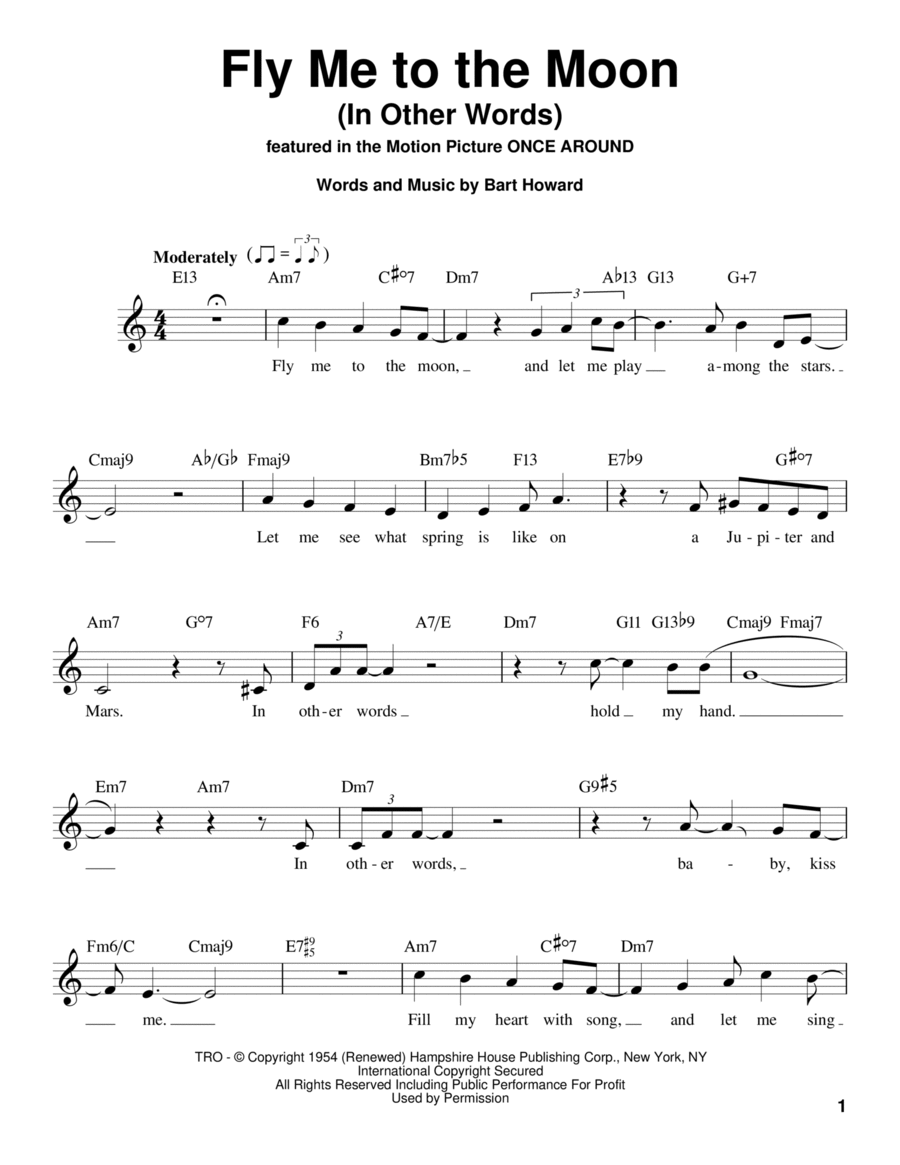 Fly Me To The Moon (In Other Words) Voice scores gallery preview page 1
