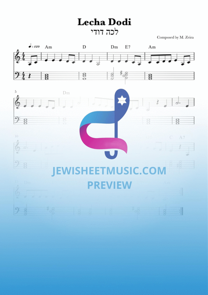 Lecha Dodi. Easy piano sheet music with chords. image number null
