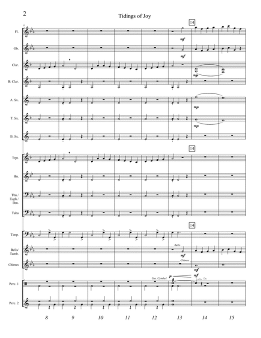 TIDINGS OF JOY (young concert band - Easy - score, parts, & license to copy) image number null