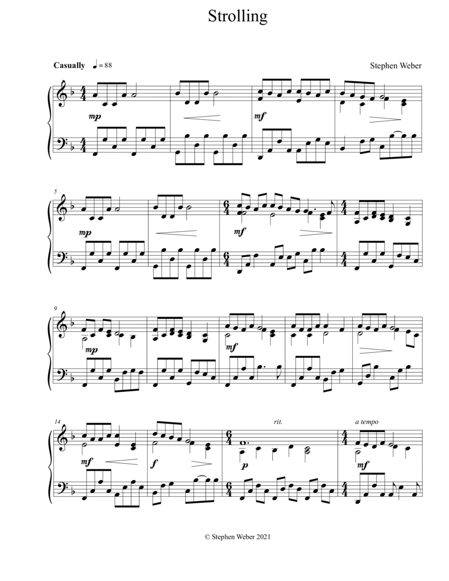 Strolling Piano Solo scores gallery preview page 1