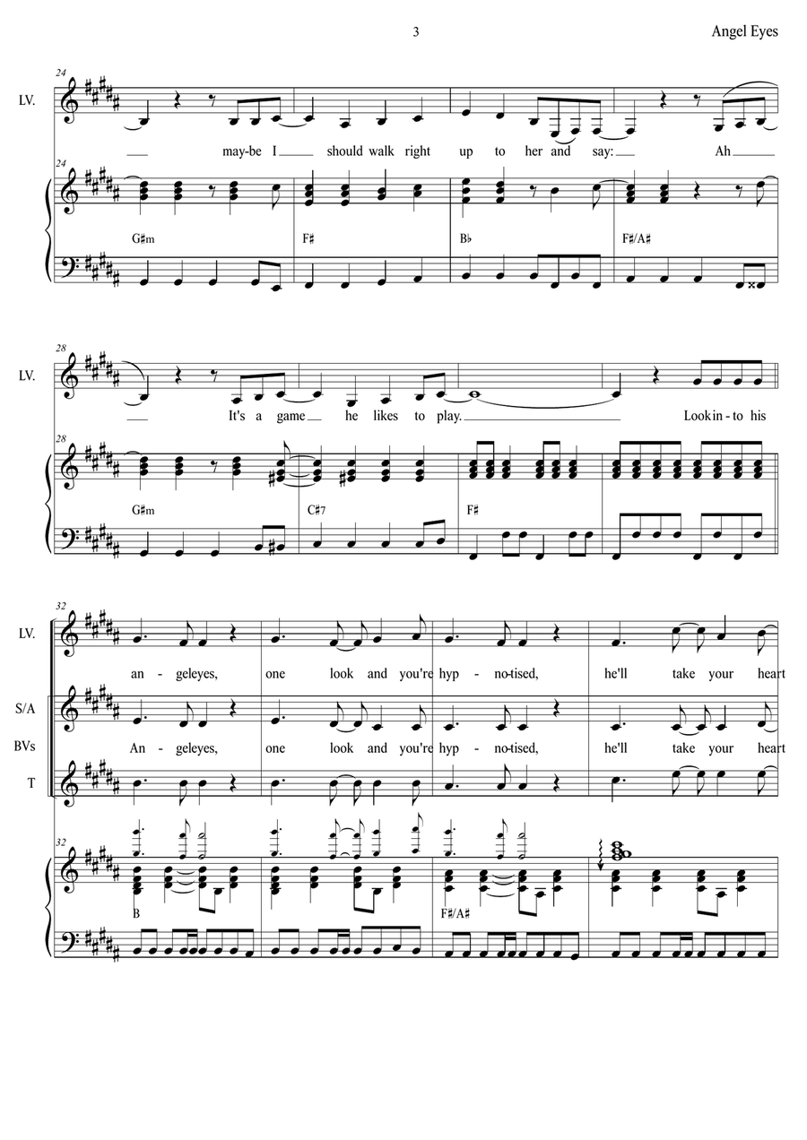 Angel Eyes Piano, Vocal scores gallery preview page 3