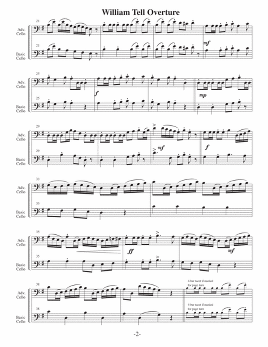 William Tell Overture (Arrangements Level 4 to 6+ for CELLO + Written Acc) image number null