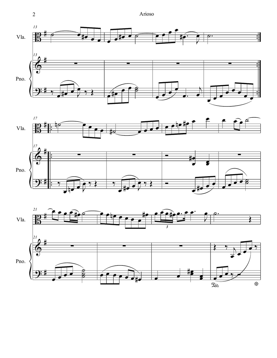 Arioso from Cantata BMV 165 Viola scores gallery preview page 2