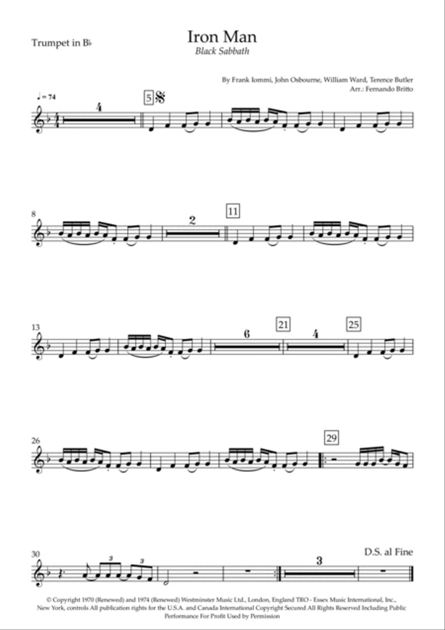 Iron Man Trumpet Solo scores gallery preview page 3