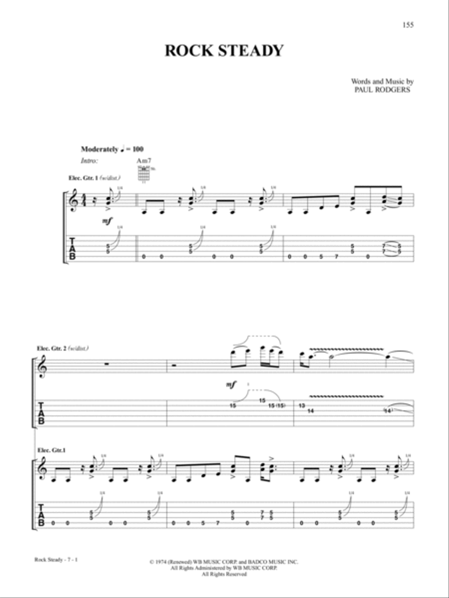Rock Steady Guitar Tablature scores gallery preview page 1