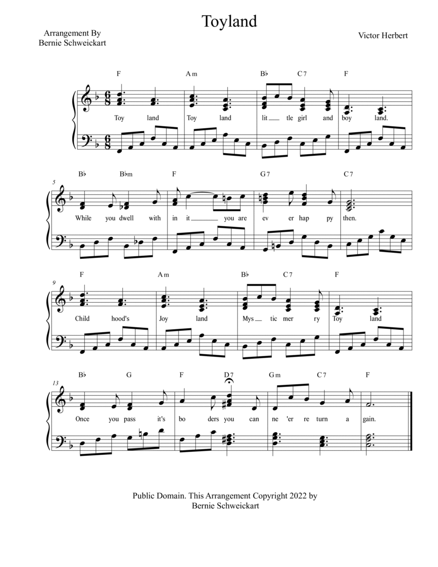 Toyland (Original 6/8 Time) Piano, Vocal, Guitar scores gallery preview page 1