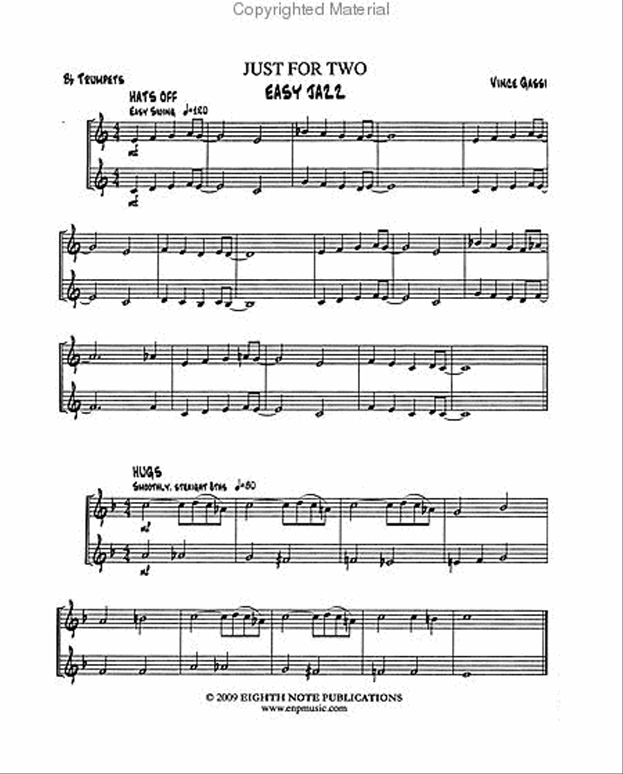 Just for Two Easy Jazz Just for Two Easy Jazz Trumpet Duet scores gallery preview page 2