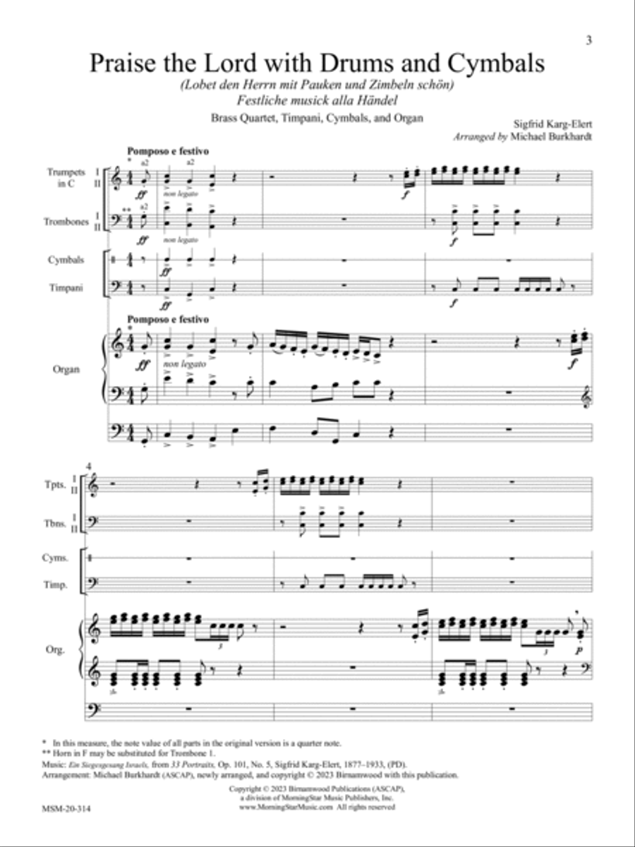 Praise the Lord with Drums and Cymbals Trombone scores gallery preview page 3