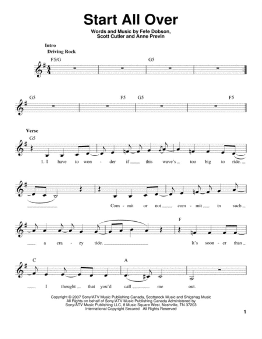 Start All Over Start All Over Voice scores gallery preview page 1