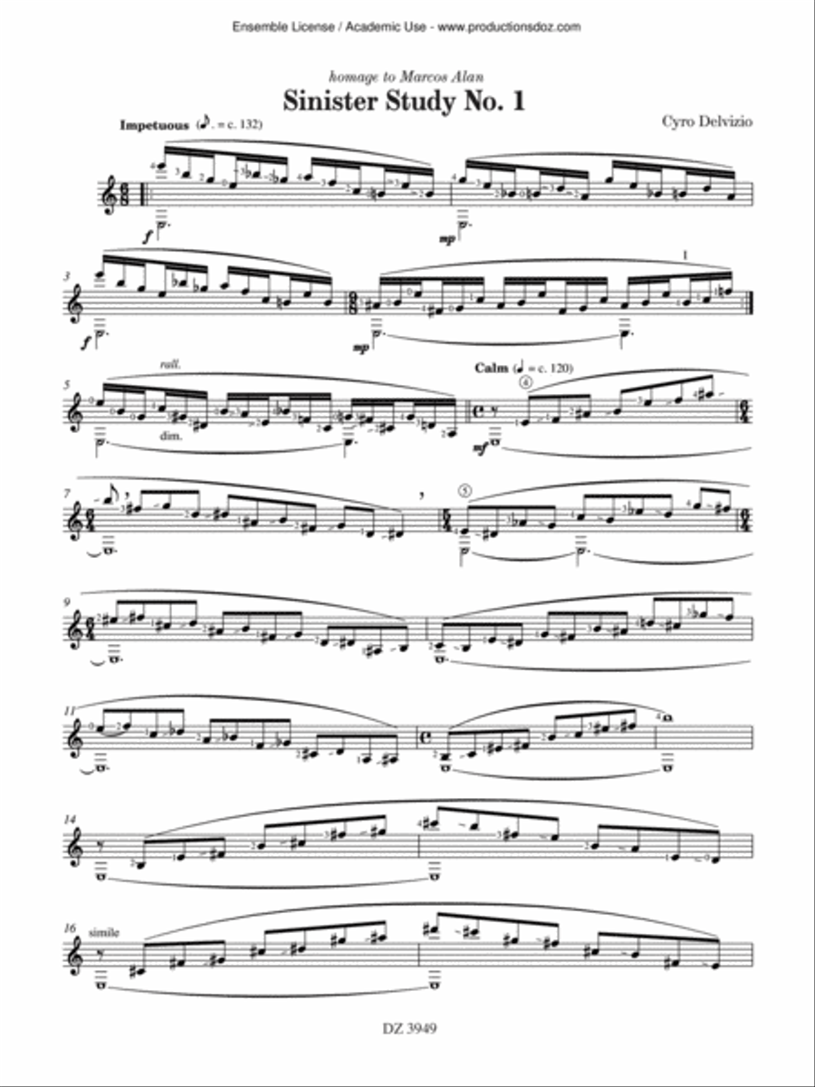 Four Sinister Studies Classical Guitar scores gallery preview page 3