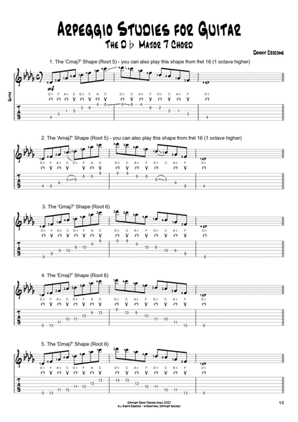 Arpeggio Studies for Guitar - The Db Major 7 Chord image number null