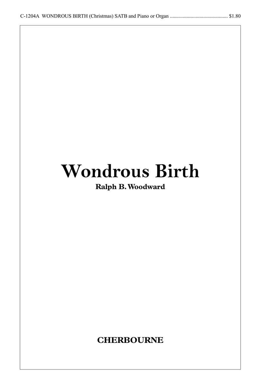 Wondrous Birth 4-Part scores gallery preview page 1