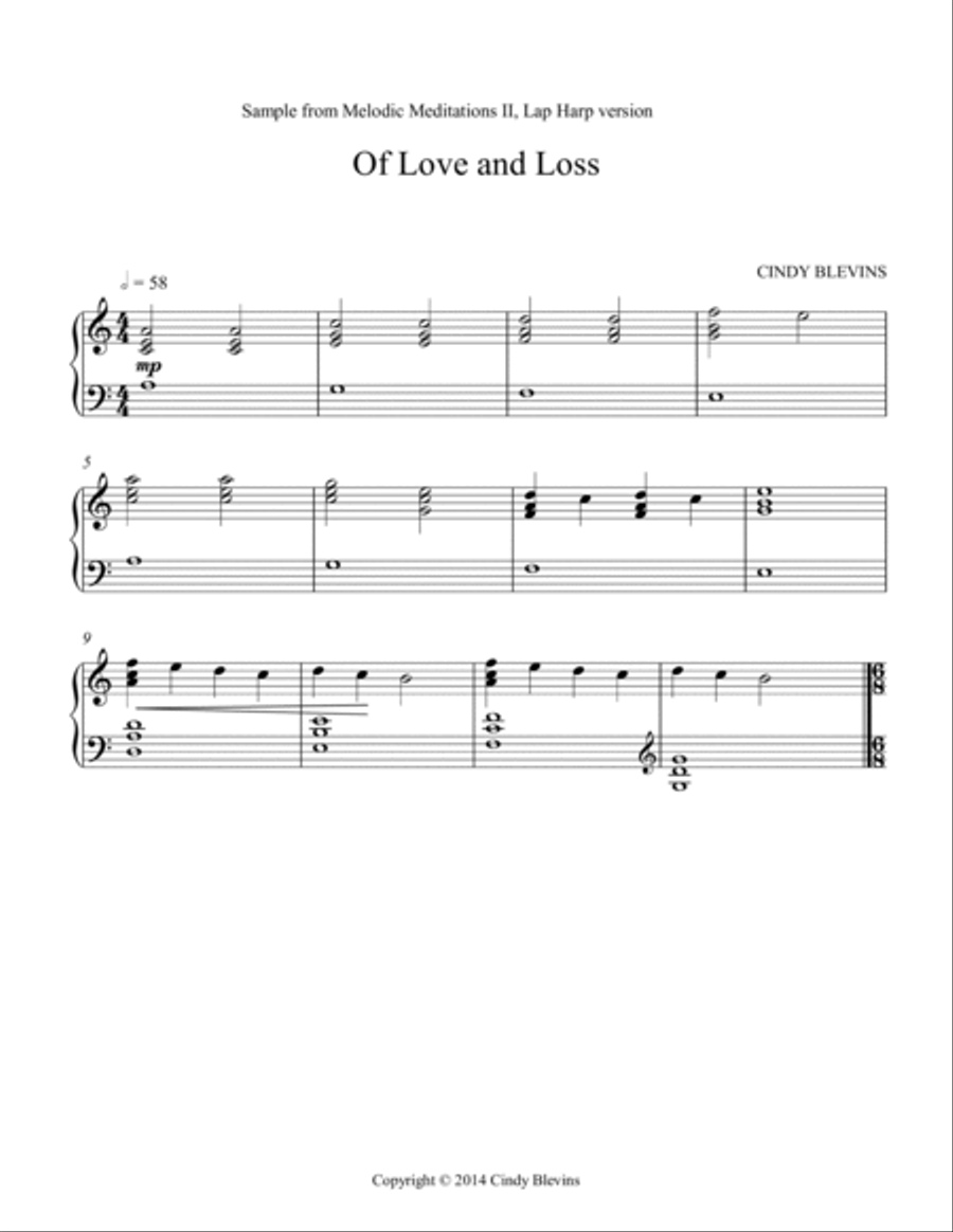 Melodic Meditations II, 10 original solos for Lap Harp Lap Harp scores gallery preview page 3