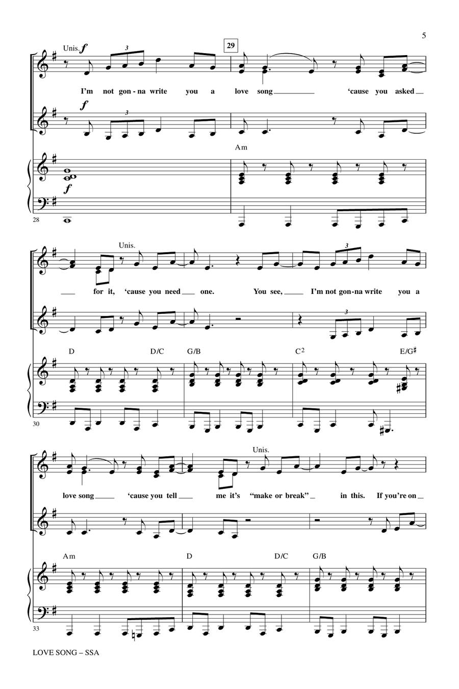 Love Song (arr. Mark Brymer) SSA scores gallery preview page 4