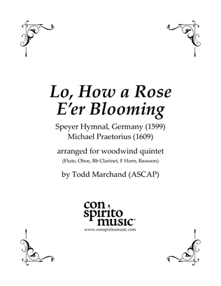 Book cover for Lo, How a Rose E'er Blooming - woodwind quintet