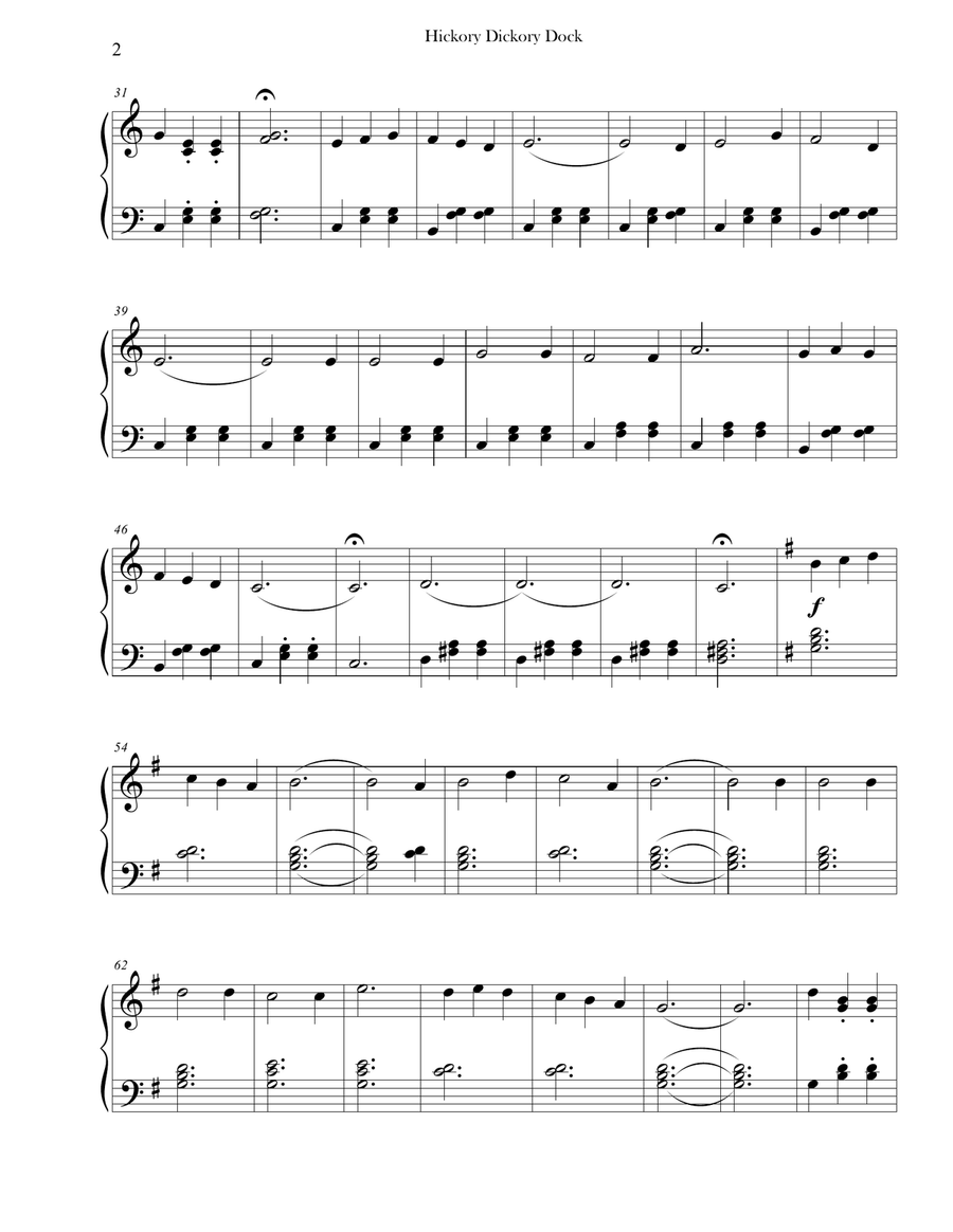 Hickory Dickory Dock (Easy Piano) Easy Piano scores gallery preview page 2