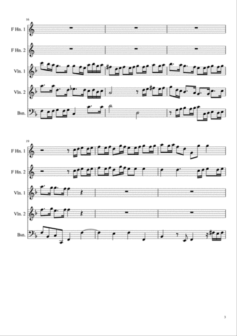 Ouverture à 5 in F major, TWV 44:8 Complete Score with Parts Small Ensemble scores gallery preview page 3