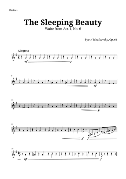 The Sleeping Beauty Waltz for Woodwind Quintet and Piano image number null
