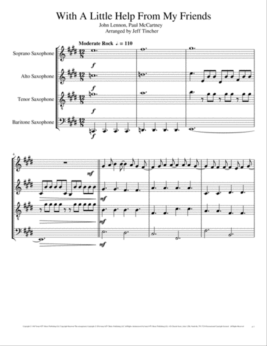 With A Little Help From My Friends Woodwind Quartet scores gallery preview page 2
