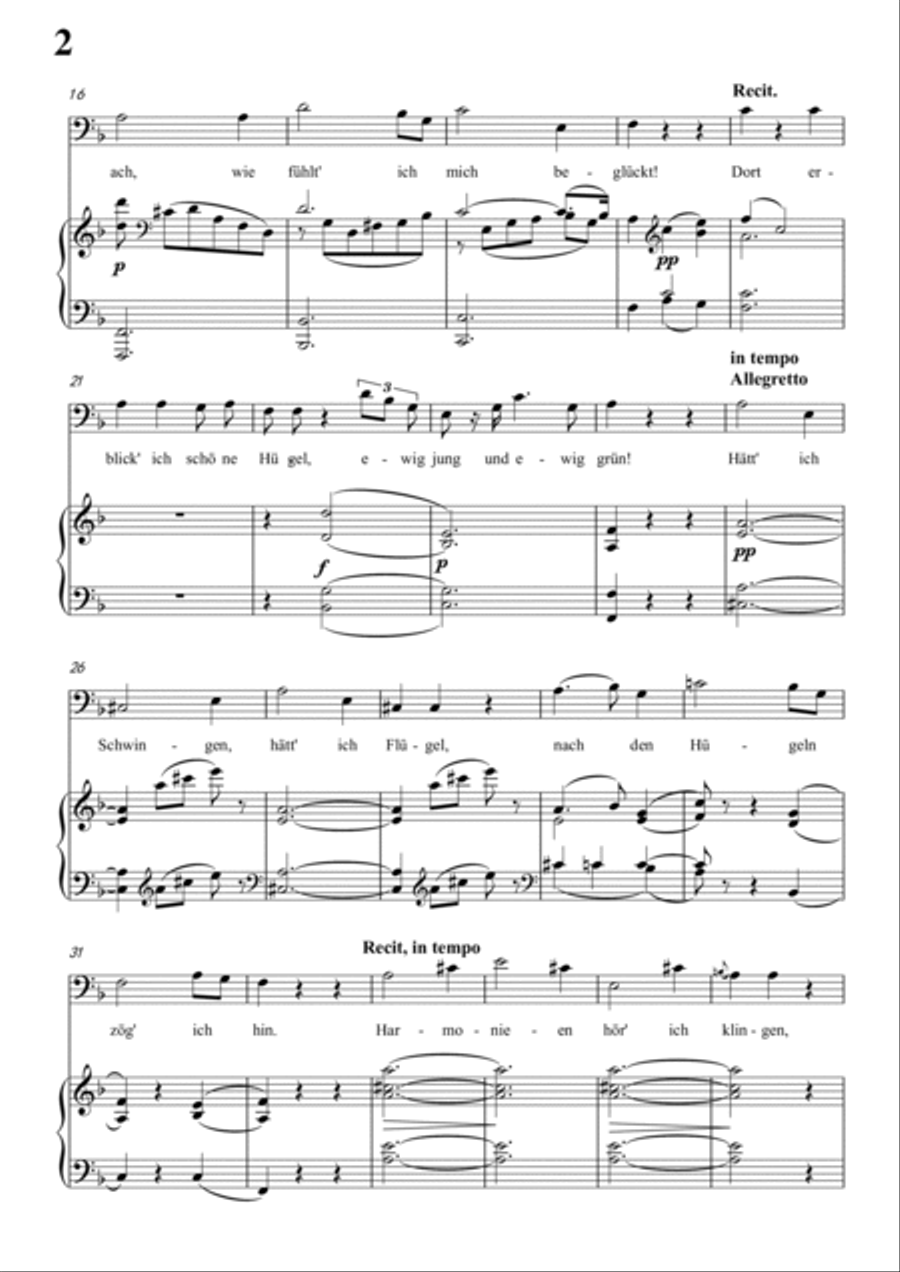 Schubert-Sehnsucht,D.52 in F for Vocal and Piano Voice scores gallery preview page 3