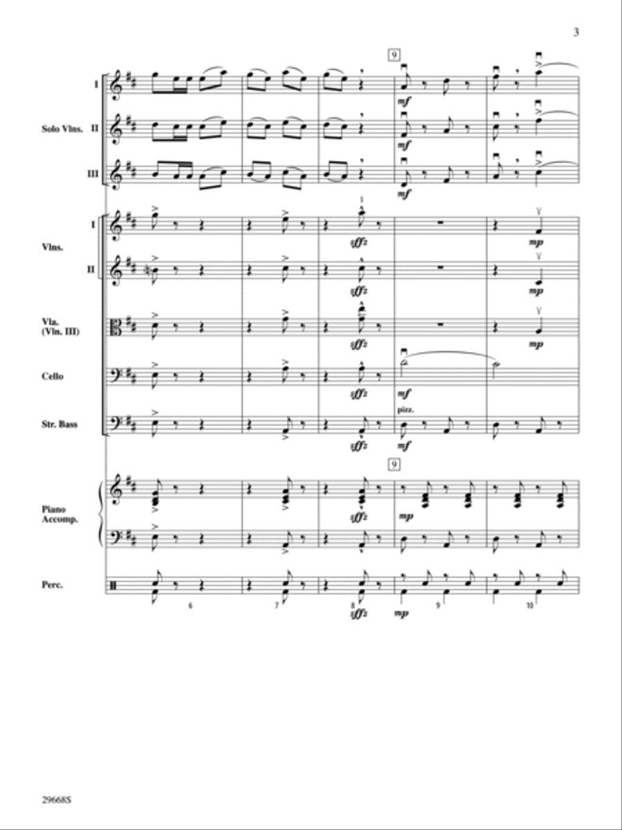 Bugler's Holiday for Three Violins and String Orchestra (Score only) String Orchestra scores gallery preview page 3