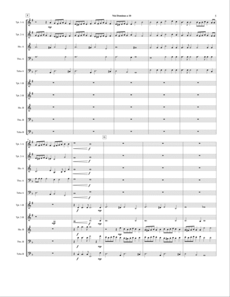 Nisi Dominus a 10 for Double Brass Quintet Brass Ensemble scores gallery preview page 6