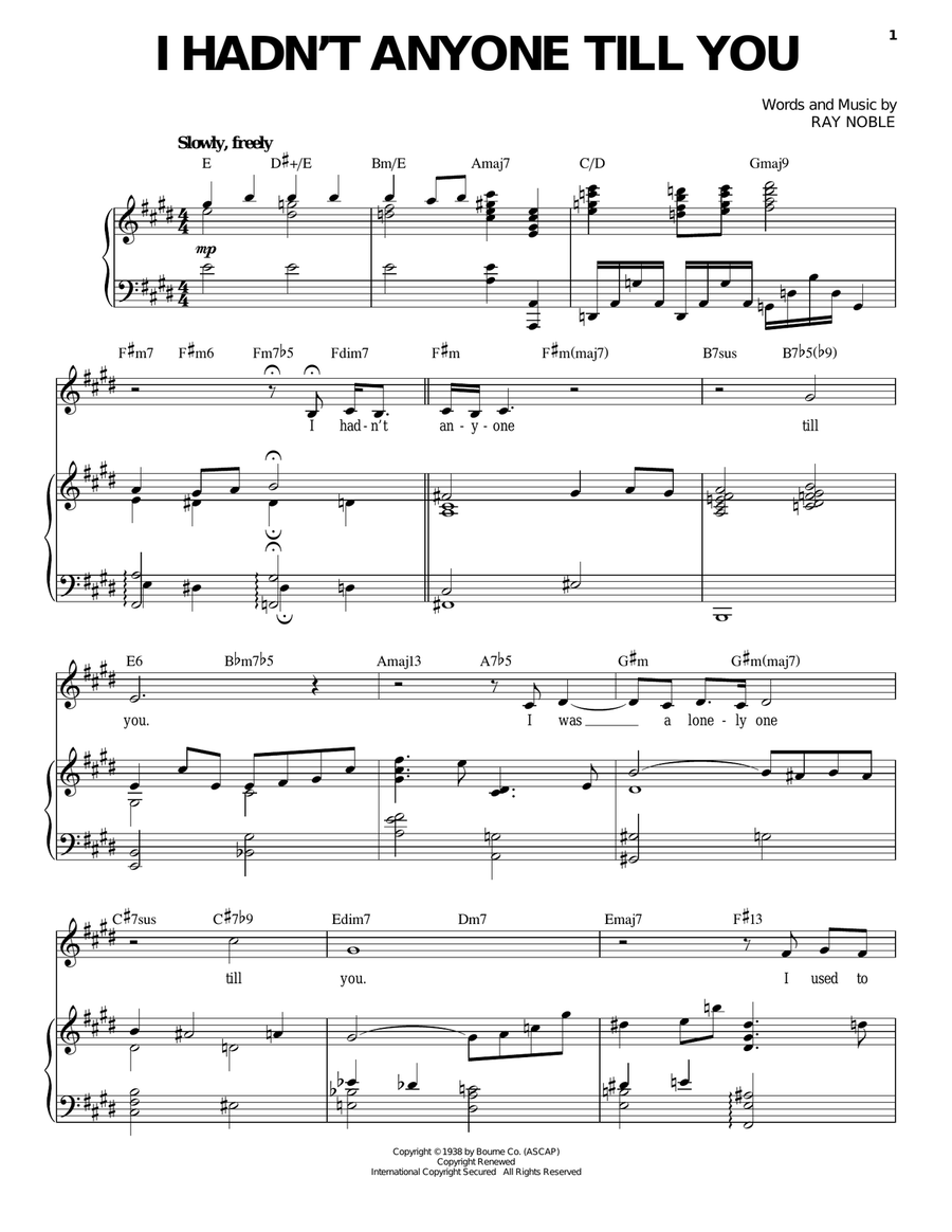I Hadn't Anyone Till You I Hadn't Anyone Till You Voice scores gallery preview page 1
