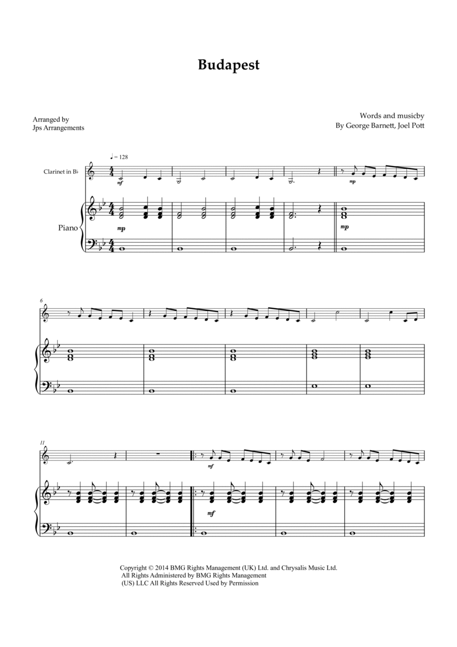 Budapest B-Flat Clarinet scores gallery preview page 1