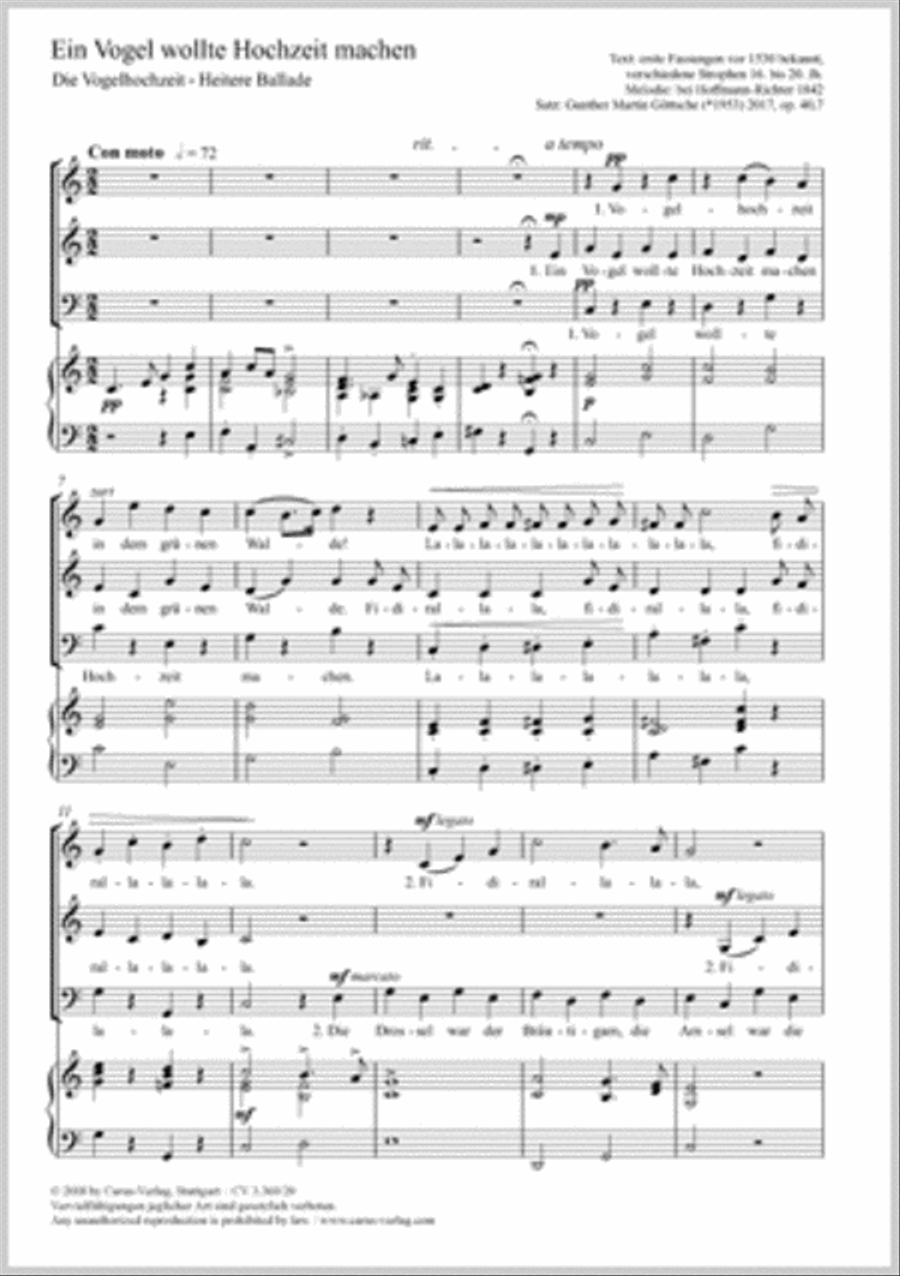 Ein Vogel wollte Hochzeit machen 3-Part scores gallery preview page 1