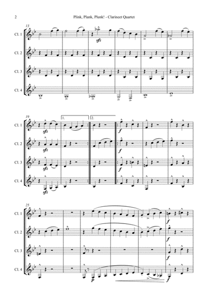 Plink, Plank, Plunk!  - for Clarinet Quartet (4 Bb Clarinets) arr. Carson Yu image number null