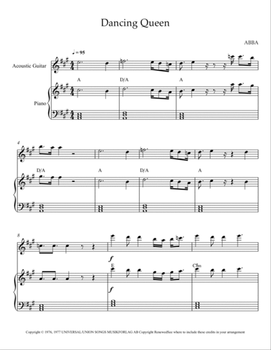 Dancing Queen Acoustic Guitar scores gallery preview page 2