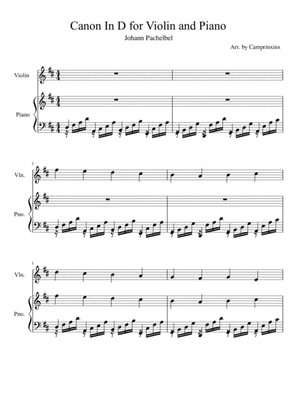 Canon In D for Violin and Piano