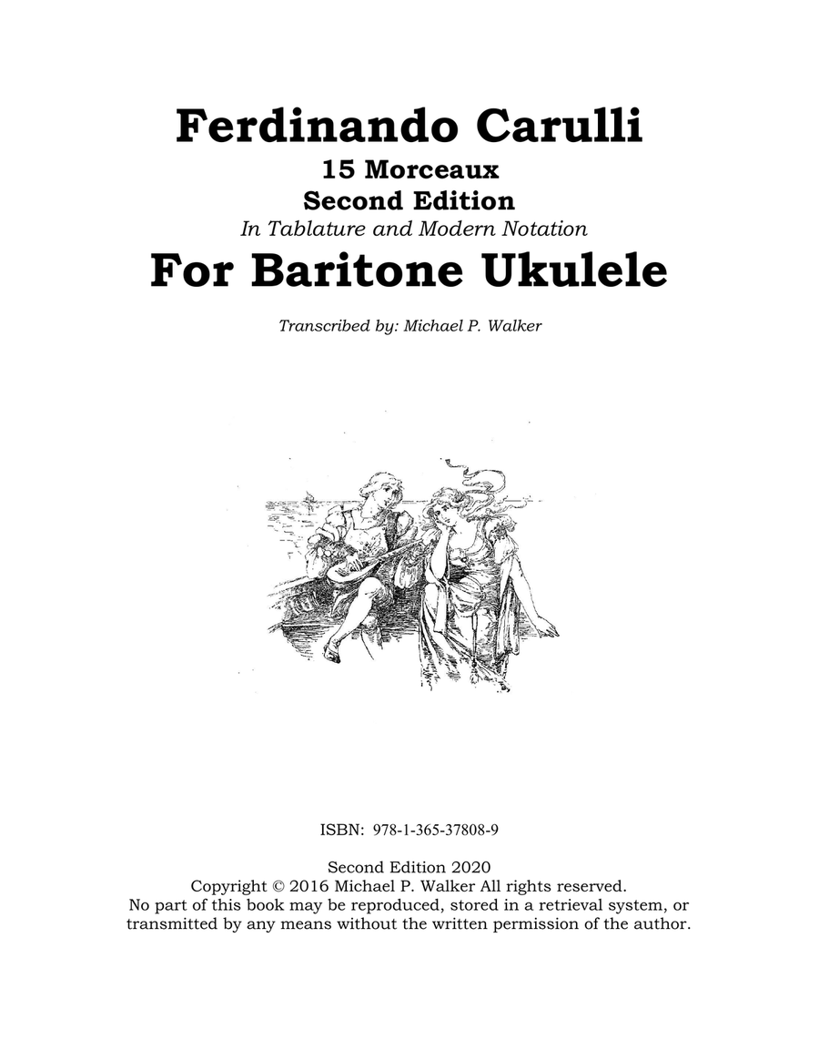 Ferdinando Carulli Book 1 - 15 Morceaux Second Edition In Tablature and Modern Notation For Bariton Ukulele scores gallery preview page 1