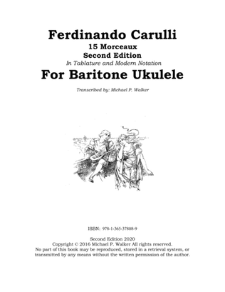 Ferdinando Carulli Book 1 - 15 Morceaux Second Edition In Tablature and Modern Notation For Bariton
