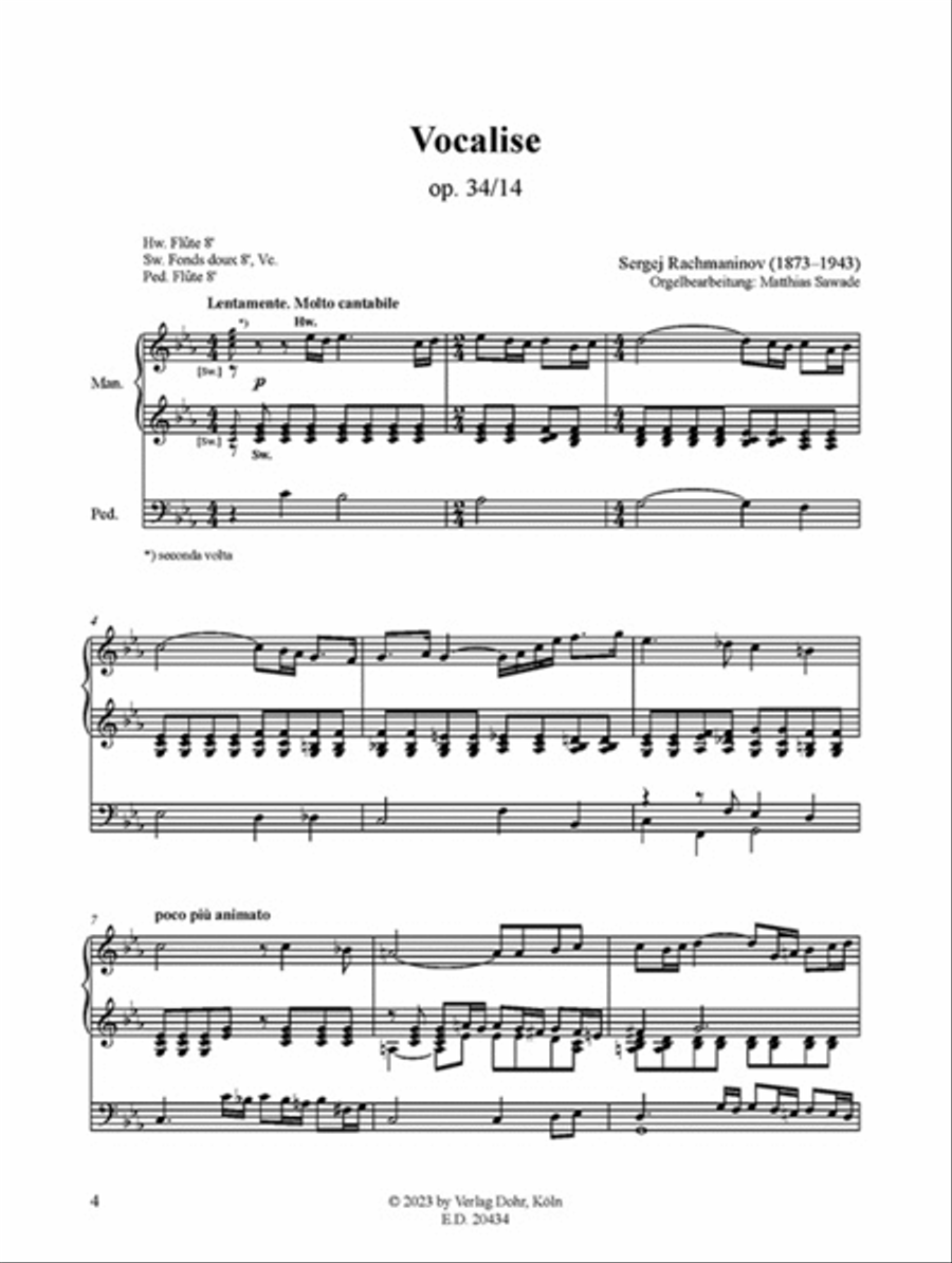 Vocalise op. 34/14 (für Orgel) Organ scores gallery preview page 2