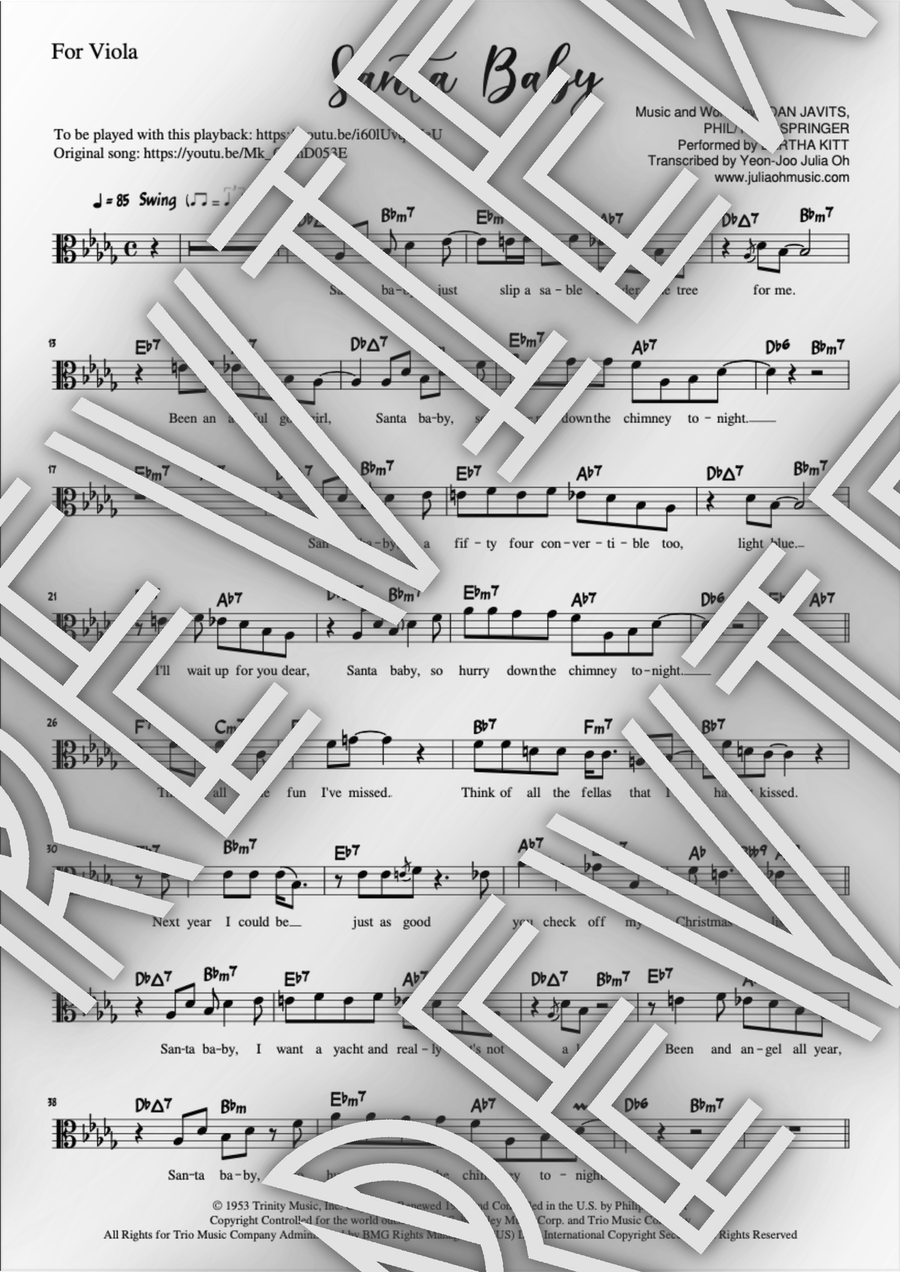 Santa Baby Santa Baby Viola Solo scores gallery preview page 1