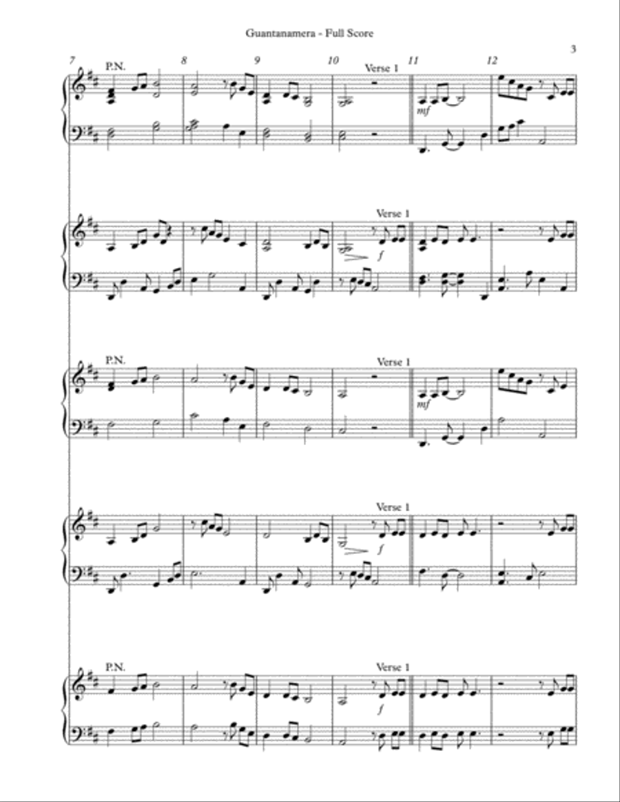 Guantanamera Pedal Harp scores gallery preview page 3