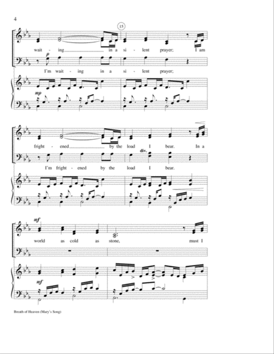 Breath of Heaven (Mary's Song) 4-Part scores gallery preview page 4