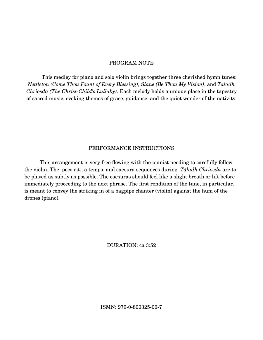 Come Thou Fount of Every Blessing and Two Celtic Hymns Medley—Nettleton, Slane, and Táladh Chriosda Violin Solo scores gallery preview page 2