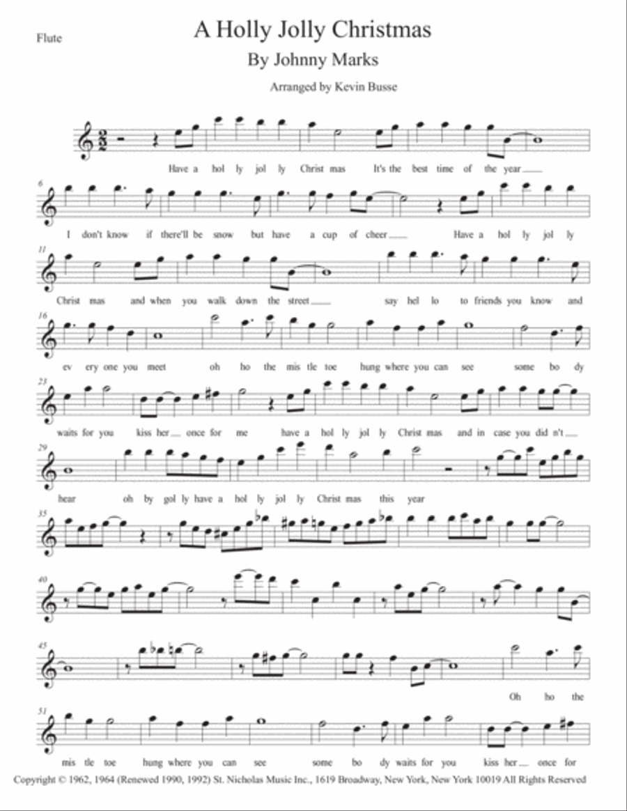 A Holly Jolly Christmas Flute Solo scores gallery preview page 1